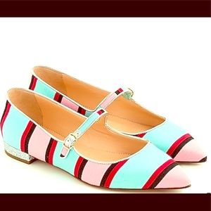 J. Crew Pointed Mary Jane  Flats w/ Glitter Heels!